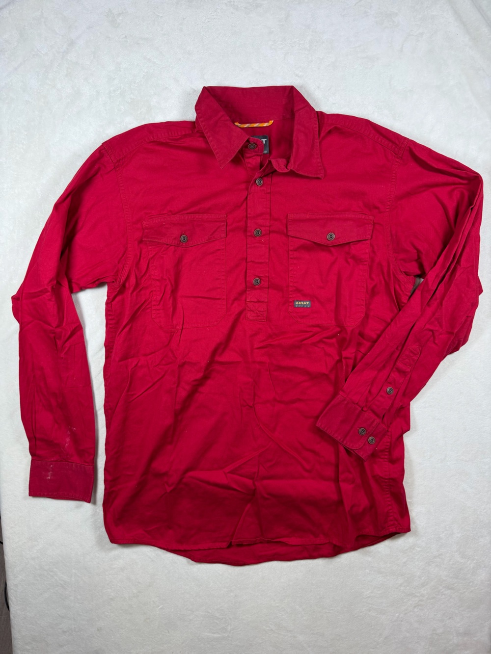 Ariat Medium Men's Rebar Crimson Red Long-Sleeve Button-Down Shirt